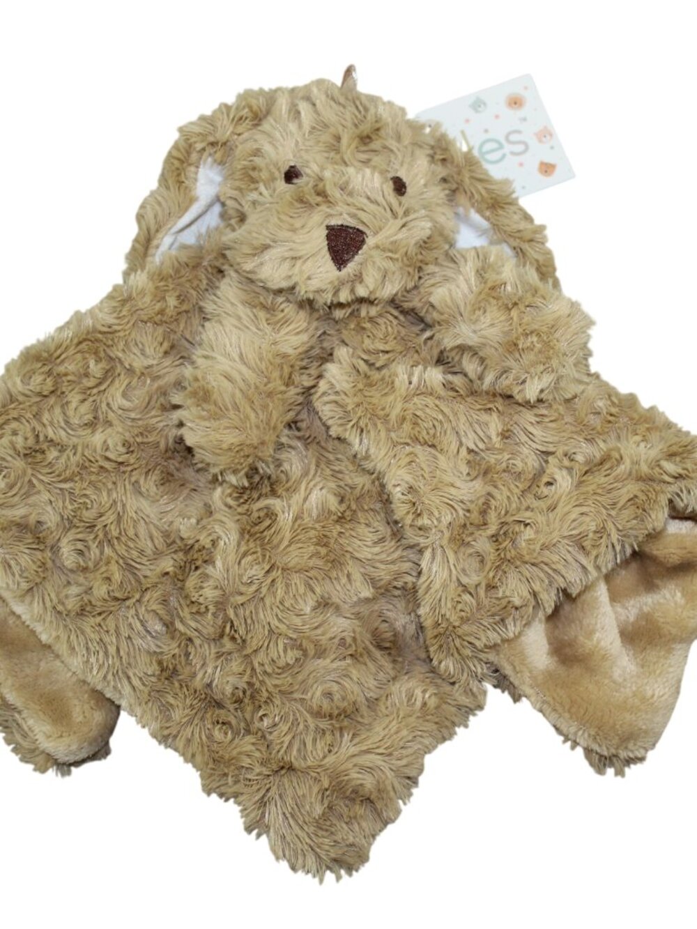Oobles Puppy Dog Plush Security Blanket Lovey Baby Infant Rattle Toy Tan NWT